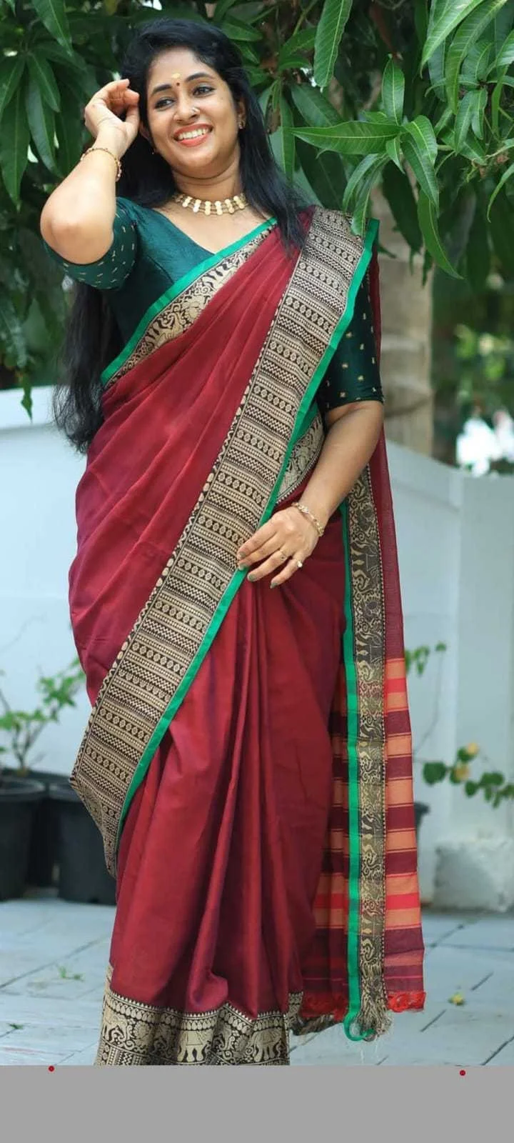 Small Elephant Border Narayanpeth Preetika  Cotton Saree